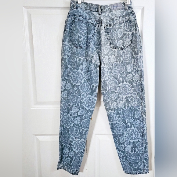 Vintage Sync by Union Bay Flower Pattern Denim Jeans 14 High Waist Faded Blue - Picture 6 of 6